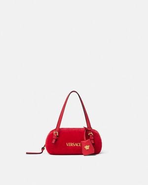 Versace Tag Shearling Bowling Mini Bag - Red