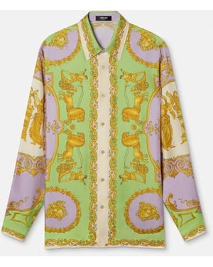 Versace Reguläres Hemd Aus Bedrucktem Seidentwill - Gelb