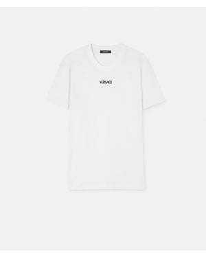 Versace Embroidered Cotton-Jersey Slim T-Shirt - White