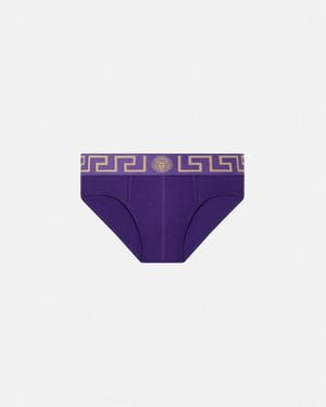 Versace Greca Border Briefs - Purple
