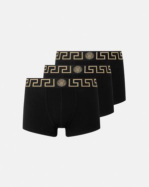 Versace Lot De Trois Boxers Adhérents À Bordure Greca - Black