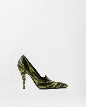 Versace Tigre Python-Effect Leather Court Shoes 105 Mm - Green
