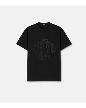 Versace Embellished Cotton-Jersey T-Shirt - Black