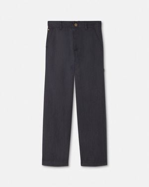 Versace Mouliné Wool Carpenter Pants - Blue