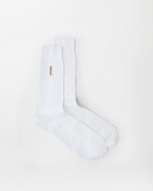 Versace Embroidered Cotton Ribbed Socks - White