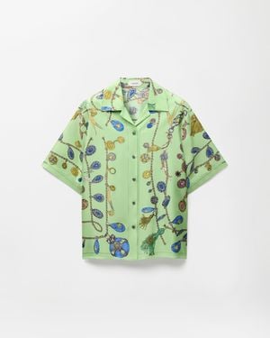 Versace Printed Silk Twill Shirt - Green