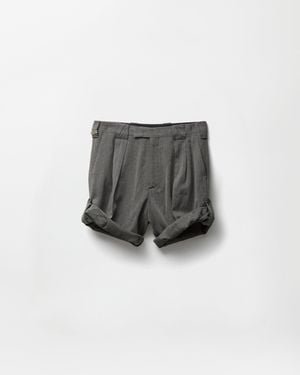 Versace Herringbone Wool Crêpe Formal Shorts - Grey