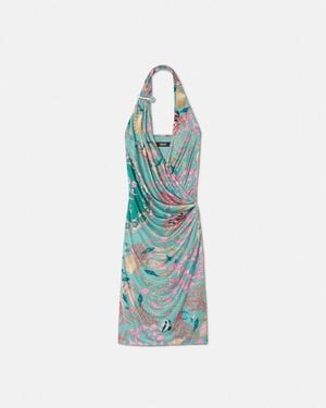 Versace Underwater Barocco Halterneck Midi Dress - Blue