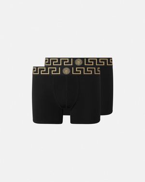 Versace Lot De Deux Boxers Adhérents Longs Greca - Black