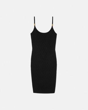 Versace Jacquard Stretch Viscose Fitted Knit Mini Dress - Black