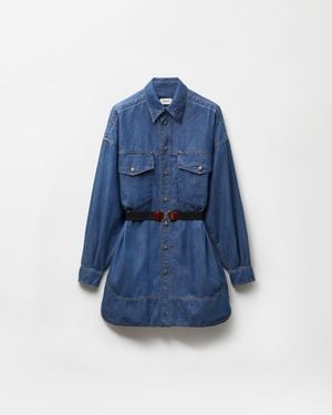 Versace Chambray Denim Mini Dress - Blue