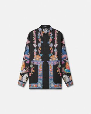 Versace Coral Theatre Silk Shirt - Blue
