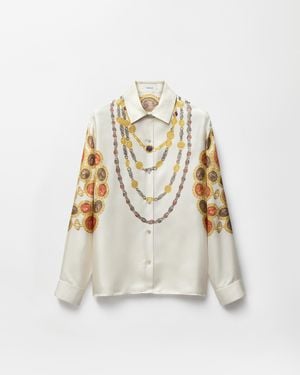 Versace Printed Silk Twill Shirt - White