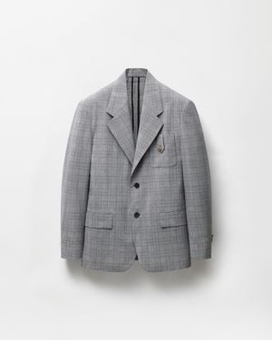 Versace Prince Of Wales Wool Blazer - Grey