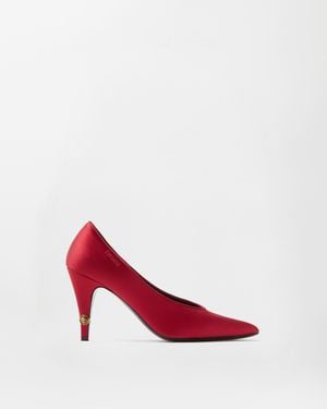 Versace Gianni Satin Court Shoes 90 Mm - Red