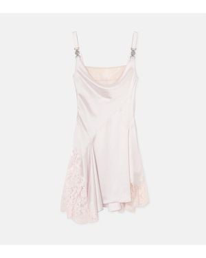 Versace Lace-Trim Satin Mini Dress - Pink