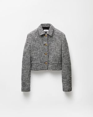 Versace Cropped Wool Bouclé Blouson - Grey