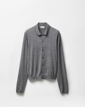 Versace Bestickter Wollstrickcardigan - Grau
