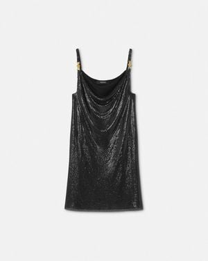 Versace Mini Robe Nuisette En Maille Métallique - Black