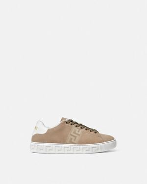 Versace Suede Greca Trainers - White