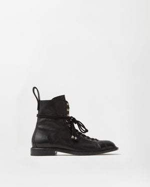 Versace Billy Leather Boots - Black