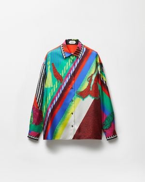 Versace Printed Silk Twill Shirt - White