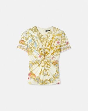 Versace Underwater Barocco Safety Pin Gathered Top - Metallic