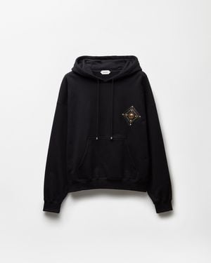 Versace Embellished Cotton-Jersey Hoodie - Black