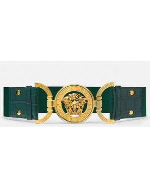 Versace Medusa '95 Croc-Effect Belt 2.4" - Green