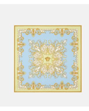 Versace Printed Silk Twill Scarf 90 Cm - Blue