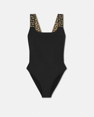Versace Maillot De Bain Une Pièce À Bordure Greca - Noir