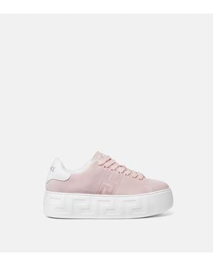Versace La Greca Suede Platform Trainers - White