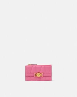Versace Medusa '95 Quilted Zip Card Holder - Pink