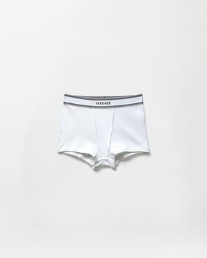 Versace Bóxers De Punto De Algodón Acanalado - Blanco