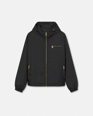 Versace Nylon Windbreaker Jacket, Brand Size 50 Us - Black