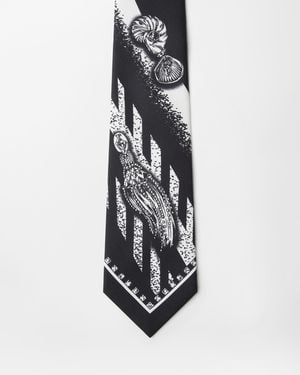 Versace Printed Silk Twill Tie - White