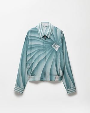 Versace Printed Silk-Poplin Blouson - Blue