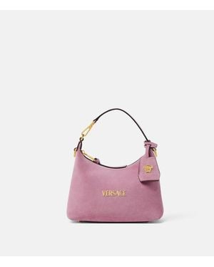 Versace Tag Suede Hobo Bag - Pink