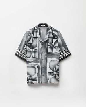 Versace Printed Crêpe De Chine Silk Shirt - Grey
