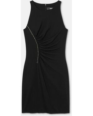 Versace Studded Ruched Mini Dress - Black