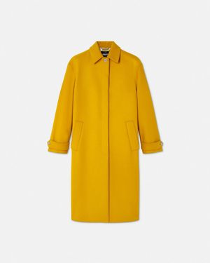 Versace Pardessus En Laine Feutrée - Jaune