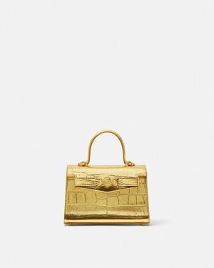 Versace Croc-Effect Medusa '95 Small Handbag - Metallic