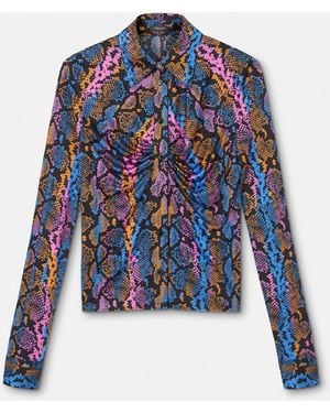 Versace Python-Print Shirt - Blue