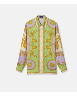 Versace Silk Shirt With Print - Yellow