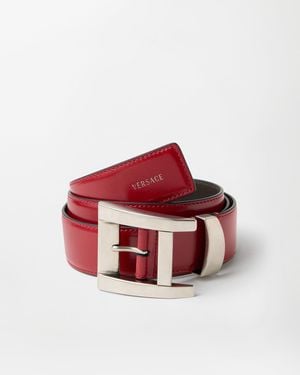 Versace Leather Belt 4 Cm - Red