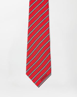 Versace Greca-Pattern Diagonal-Stripe Tie - Red
