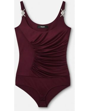 Versace Bodi Drapeado De Punto De Viscosa - Rojo