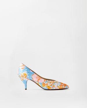 Versace Tina Printed Duchesse Court Shoes 65 Mm - White