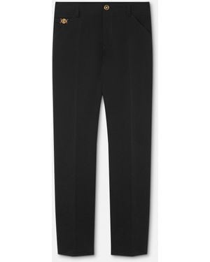 Versace Pantalones Chinos De Gabardina Y Algodón - Negro
