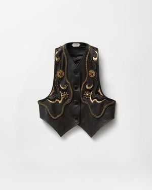 Versace Bestickte Lederweste - Schwarz